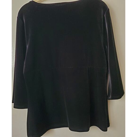 Coldwater Creek S Black Velvet Tunic Peplum Tailored Bustline Party Holiday Cozy - Picture 6 of 11